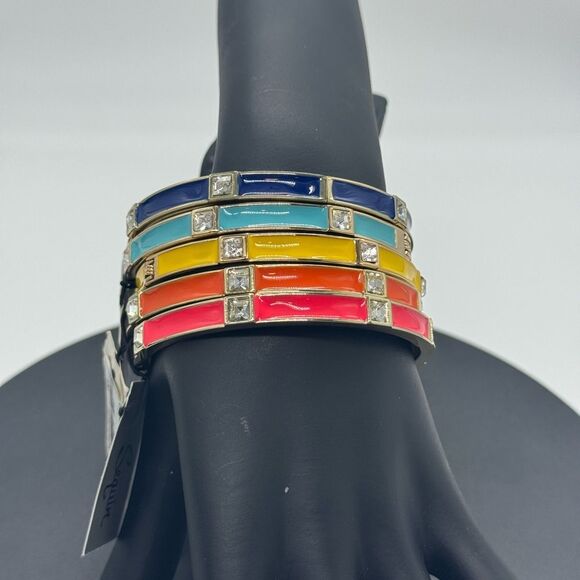 Nordstrom Hinged Yellow Bangle Bracelet with Crystals - Picture 4 of 8